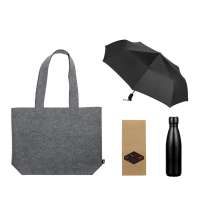 Подарочный набор с зонтом и термобутылкой в шопере