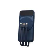 Магнитный беспроводной внешний аккумулятор со встроенными кабелями &laquo;Мэни&raquo;, 10000 мАч