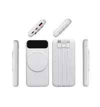 Магнитный беспроводной внешний аккумулятор со встроенными кабелями &laquo;Мэни&raquo;, 10000 мАч