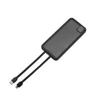 Внешний аккумулятор со встроенными кабелями &laquo;Фрэйм&raquo;, 10000 мАч