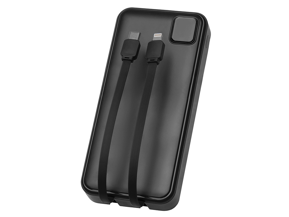 Внешний аккумулятор со встроенными кабелями &laquo;Фрэйм Про&raquo;, быстрая зарядка, 20000мач