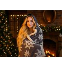 Плед Snowflake новогодний с капюшоном