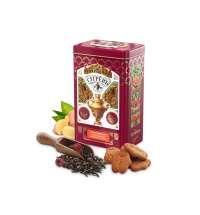Черный чай и имбирное печенье в подарочной упаковке