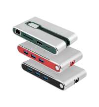 Хаб 8-в-1 Type-C &laquo;Hermes&raquo;, USB 3.0 x 3, Type-C PD, HDMI, LAN, картридер