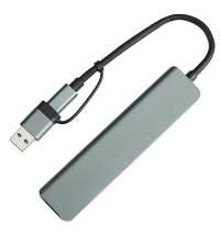 USB-хаб STEM 7 в 1, серый, алюминий