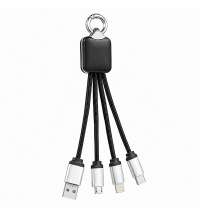 Кабель - брелок Plug с подсветкой гравировки, черный