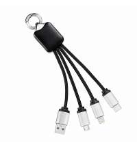 Кабель - брелок Plug с подсветкой гравировки, черный