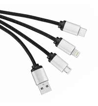 Кабель - брелок Plug с подсветкой гравировки, черный