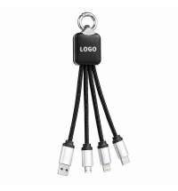 Кабель - брелок Plug с подсветкой гравировки, черный