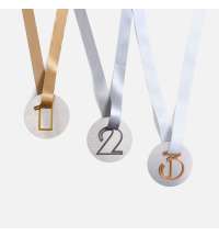 Медаль Fundo, серебристая с 3D-подвеской Symbol, цифра 3