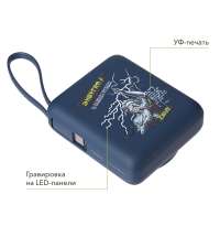 Внешний аккумулятор с подсветкой Риттер PD (Ritter PD) 10000mAh с функцией беспроводной зарядки 15W, синий