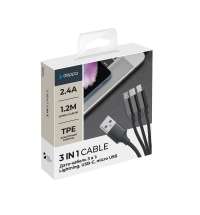 Дата-кабель&nbsp;3&nbsp;в&nbsp;1:&nbsp;micro&nbsp;USB,&nbsp;USB-C,&nbsp;Ligthning,&nbsp;алюминий,&nbsp;1.2м