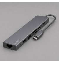 USB Type-C хаб 7-в-1, HDMI, Power Delivery, 2xUSB 3.0, RJ45, microSD/SD