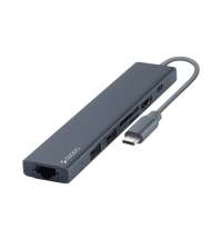 USB Type-C хаб 7-в-1, HDMI, Power Delivery, 2xUSB 3.0, RJ45, microSD/SD