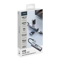 USB-хаб 7 в 1 USB-C - USB-A3.0 + 2хUSB-C + USB-C PD100Вт + HDMI + SD + microSD