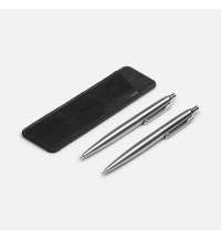 Набор Poetica, серебристый с кожаным футляром