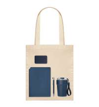 Подарочный набор Велком Пак (Welcome Pack), синий (термокружка, ежедневник, ручка, ЗУ, шоппер)