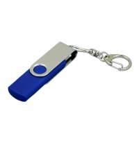 USB 2.0- флешка на 16 Гб с поворотным механизмом и дополнительным разъемом Micro USB