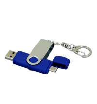 USB 2.0- флешка на 16 Гб с поворотным механизмом и дополнительным разъемом Micro USB
