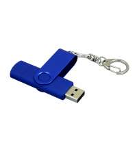 USB 2.0- флешка на 16 Гб с поворотным механизмом и дополнительным разъемом Micro USB