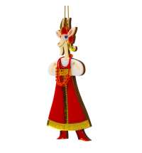 Ёлочная игрушка Коза в сарафане