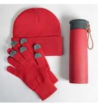 Набор подарочный GET WARM-2: перчатки, шапка, термос