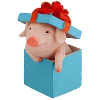 Свеча синяя «Сюрприз», свинья в коробке