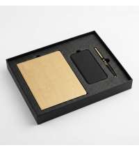 Набор подарочный   GOLDEN: бизнес-блокнот,  ручка  и power bank в коробке с ложементом