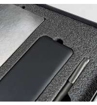 Набор подарочный   SILVER: бизнес-блокнот,  ручка  и power bank в коробке с ложементом